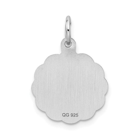 Sterling Silver, Sarah Collection 15mm Brocaded Disc Initial R Pendant - Picture 3 of 5
